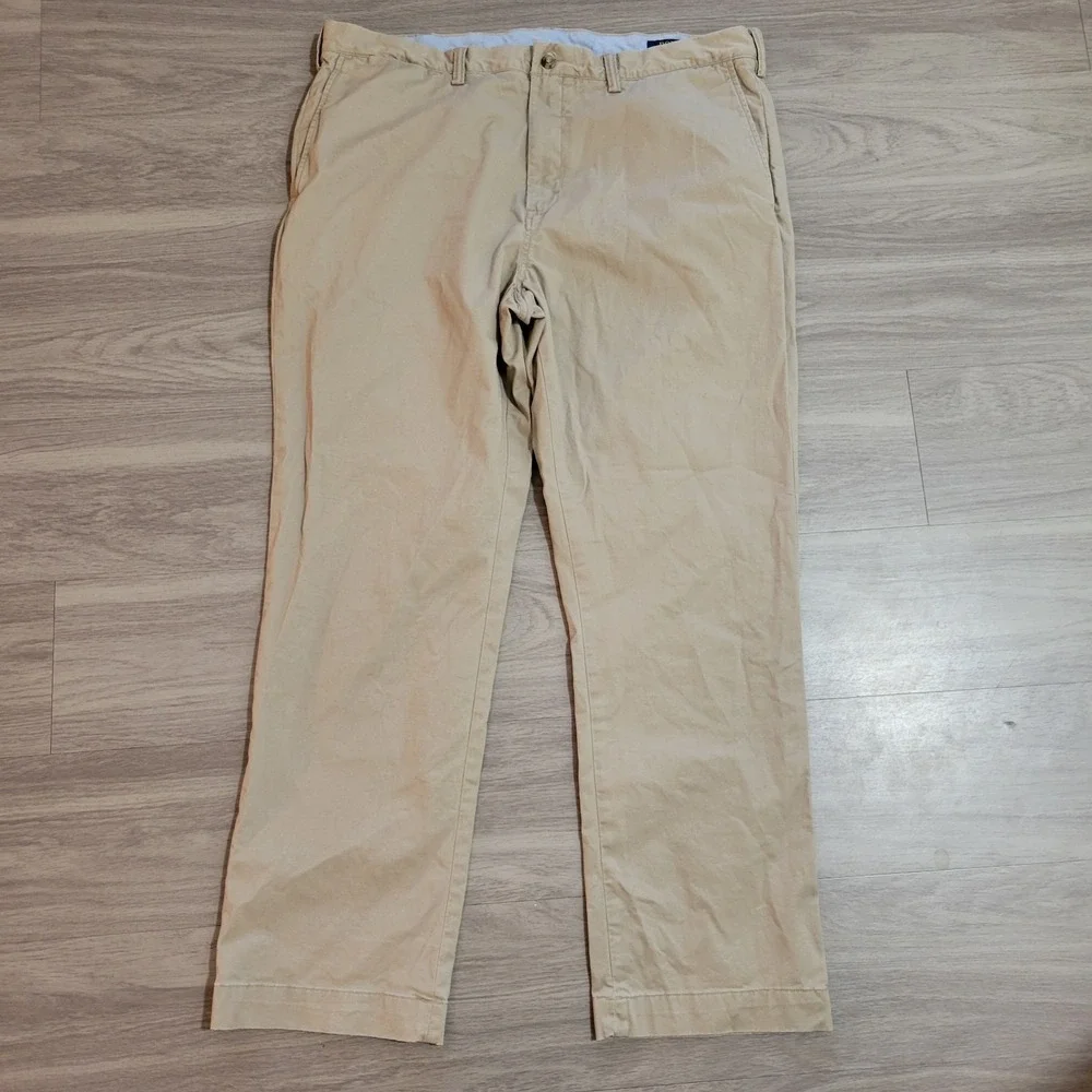 POLO RALPH LAUREN BEDFORD CHINO PANTS MENS 40X31.5 KHAKI TAN FLAT FRONT COTTON